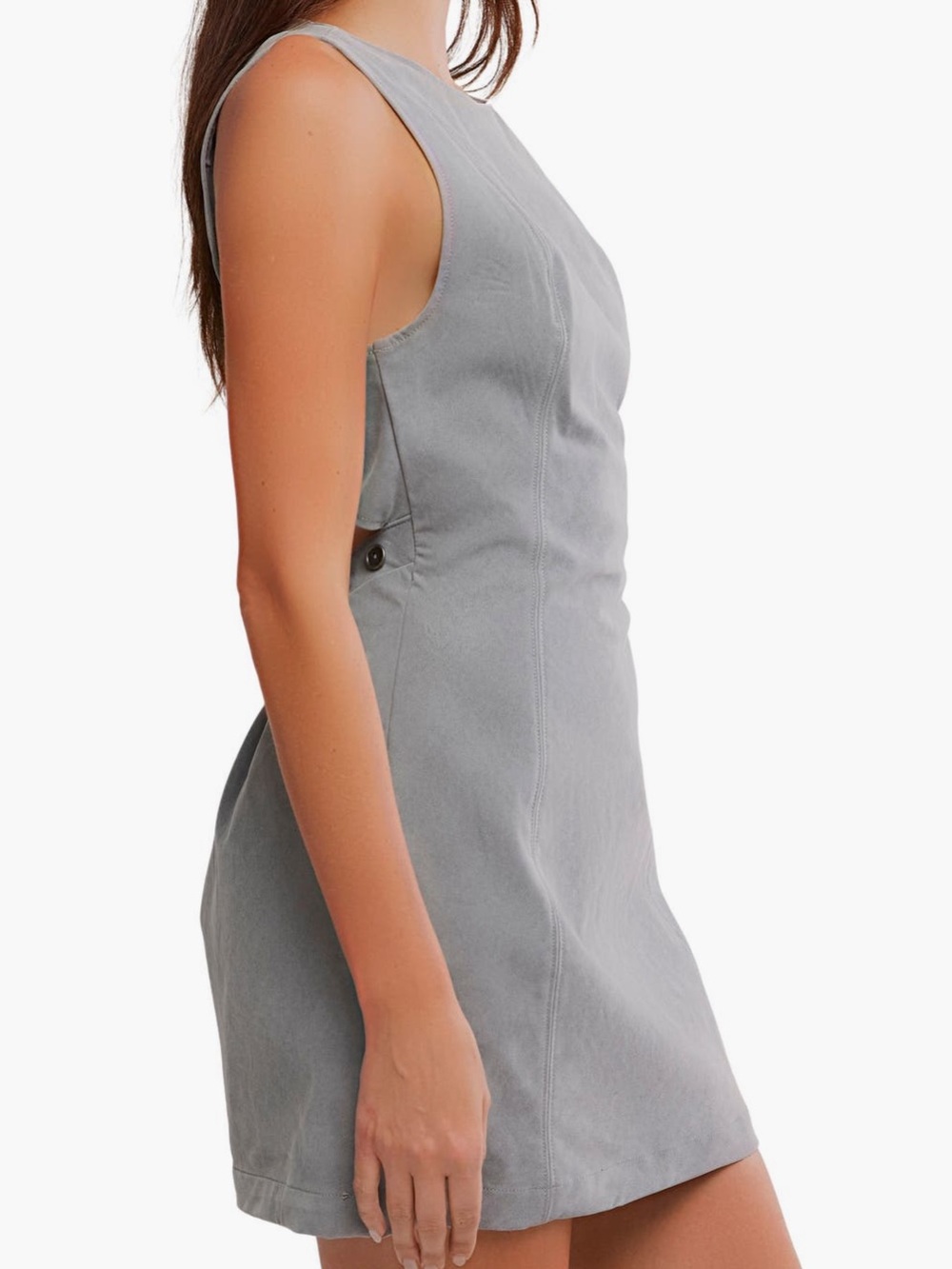 Free People Atlas Suede Mini Dress Dove Grey NWT $148 Super Soft!